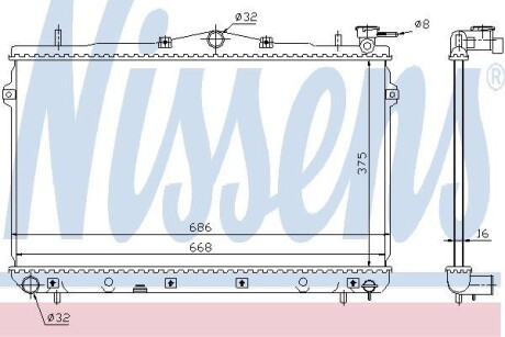 Радіатор охолодження HYUNDAI ELANTRA (J2/RD) (95-) NISSENS 62298