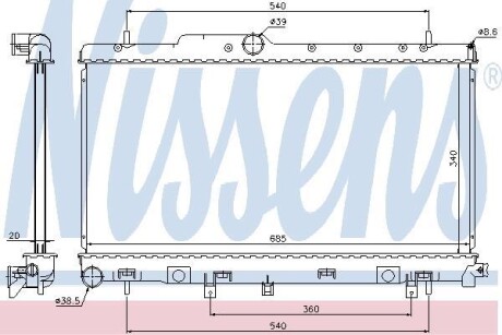 SUBARU Радіатор системи охолодження двигуна IMPREZA 2.0 01-, 2.5 05- NISSENS 64116 (фото 1)
