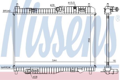 Радіатор охолодження FORD FIESTA VI (CCN) (12-) 1.0 i 12V NISSENS 66858 (фото 1)