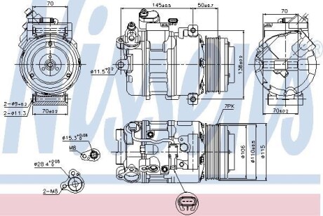 Компресор кондиціонера BMW 5 (F10/F07/F11)/7 (F01)/X5 (E70)/X6 (E71) 3.0 D 09-17 NISSENS 89574