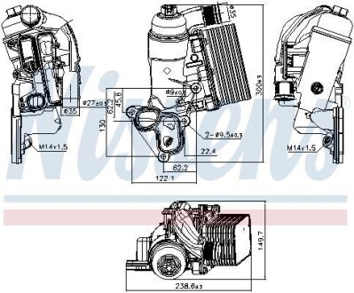 NISSAN Масляний радіатор (з корпусом) Primastar, NV400, X-Trail, Renault Koleos, Master III, Trafic II, Opel Movano, Vivaro 2.0/2.3dCi 06- NISSENS 90953