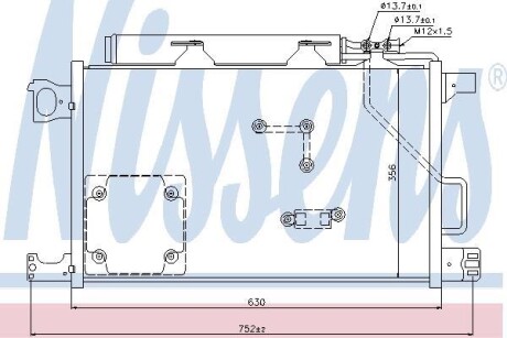 MERCEDES Радіатор кондиціонера (конденсатор) з осушувачем W203 CDI 200-270 04- (630x356x16) NISSENS 94857 (фото 1)