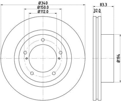 Диск гальмівний передній Lexus LX 570/ Toyota Land Cruiser 200 4.5, 4.6, 4.7 (07-) NISSHINBO ND1051K