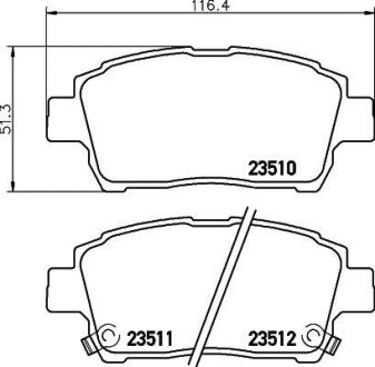 Колодки гальмівні дискові передні Toyota Corolla 1.4, 1.8 (01-07),Prius Hybrid 1.5 (03-09) NISSHINBO NP1005 (фото 1)