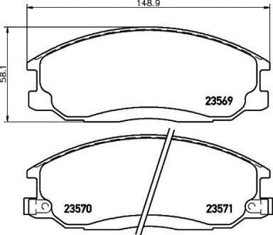 Колодки гальмівні дискові передние Hyundai Santa Fe 01-06)/Ssang Yong Actyon, Kyron, Rexton 2.0, 2.4, 2.7 (05-) NISSHINBO NP6007 (фото 1)