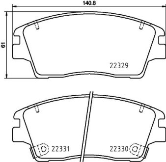 Гальмівні колодки HYUNDAI/KIA Tucson/Sportage \'\'F \'\'15-22 NISSHINBO NP6147 (фото 1)