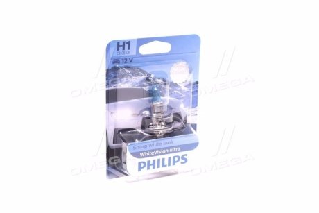 Автолампа H1 B1 12V 55W P14,5s WhiteVision ultra +60% (3700K) (1 шт. в блістері) PHILIPS 12258WVUB1