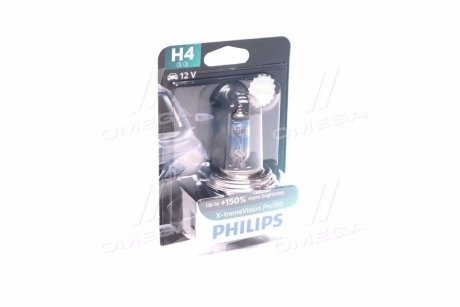 Автолампа H4 B1 12V 60/55W P43t-38 X-tremeVision Pro150 +150%(1 шт. в блістері) PHILIPS 12342XVPB1