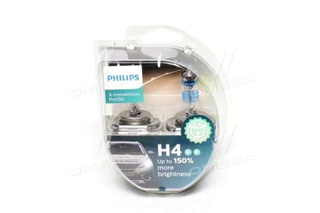 Автолампа H4 S2 12V 60/55W P43t-38 X-tremeVision Pro150 +150% (2 шт в блістері) PHILIPS 12342XVPS2