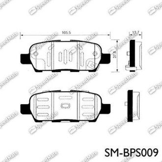 Колодки дискові гальмові NISSAN QASHQAI, TIIDA, X-TRAIL задн. (SPEEDMATE, Korea) SK SPEEDMATE SM-BPS009