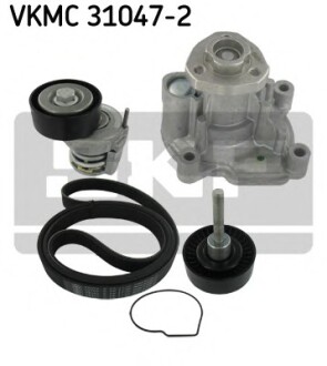 VW К-т ГРМ (ремінь +2ролика+помпа) Golf V 1.6 FSI, Passat 05-, Polo 01- SKF VKMC 31047-2