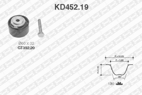 Комплект ремня ГРМ SNR NTN KD452.19