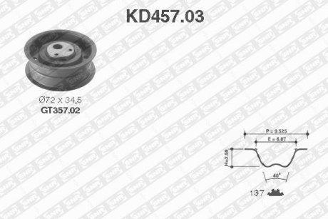 Комплект ременя ГРМ SNR NTN KD457.03