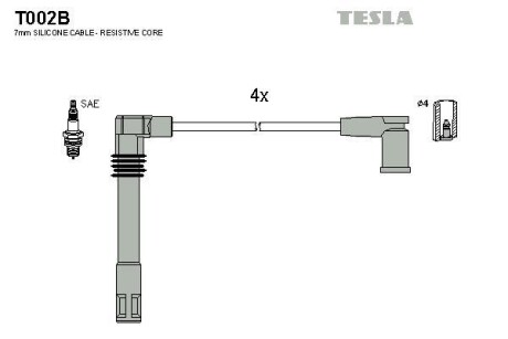 Провода высоковольтные (к-кт) SKODA OCTAVIA I 1.8i BLATNA TESLA T002B