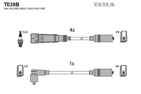 Комплект кабелiв запалювання TESLA T039B