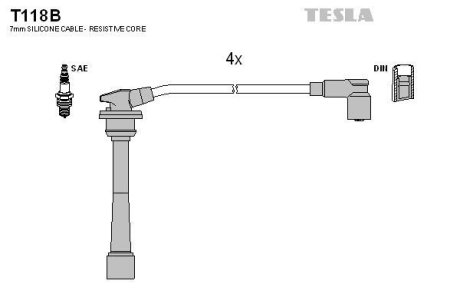 Дроти високовольтні, комплект Kia Ceed 2.0 (06-12),Kia Ceed sw 2.0 (07-12) BLATNA TESLA T118B