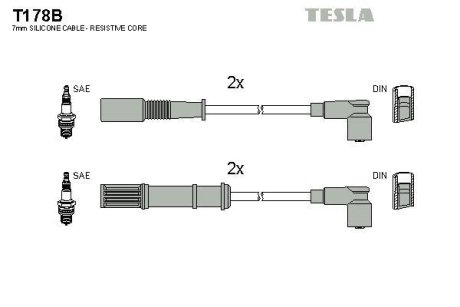 Комплект кабелiв запалювання TESLA T178B