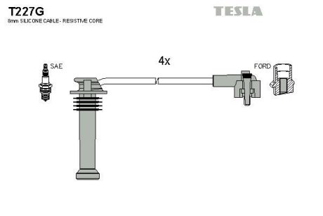 Комплект кабелiв запалювання TESLA T227G