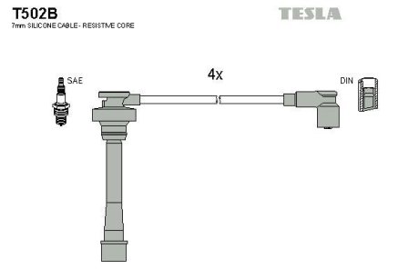 Комплект кабелiв запалювання TESLA T502B