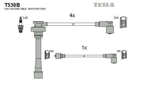 Комплект кабелiв запалювання TESLA T538B