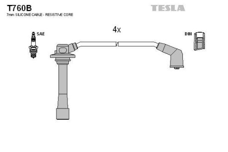 Провода высоковольтные, комплект Mazda BLATNA TESLA T760B (фото 1)