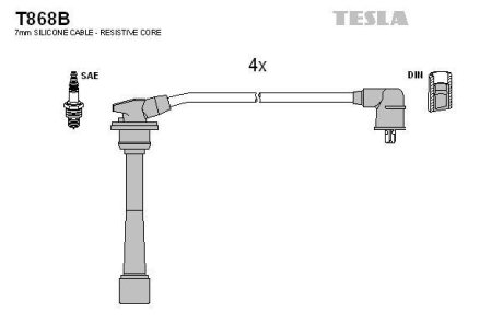 Комплект кабелiв запалювання TESLA T868B