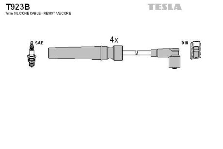 Провід свічкові Лачетти 1,6 (силікон) TESLA T923B