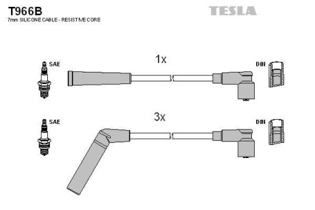 Комплект кабелiв запалювання TESLA T966B