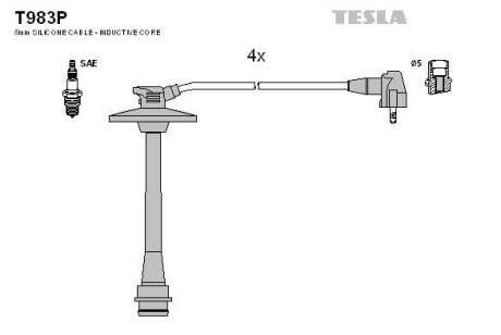 Дроти високовольтні, комплект Toyota Rav 4 i 2.0 (94-00),Toyota Rav 4 i cabrio 2.0 (97-00) BLATNA TESLA T983P