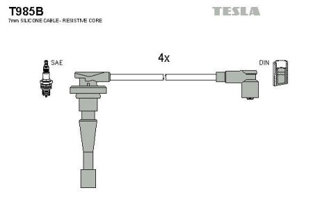 Комплект кабелiв запалювання TESLA T985B