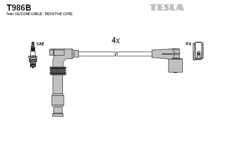 Провід свічкові Лачетти 1,8 (силікон) TESLA T986B