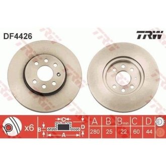 Гальмівний диск перед. Combo/Meriva 01- TRW DF4426