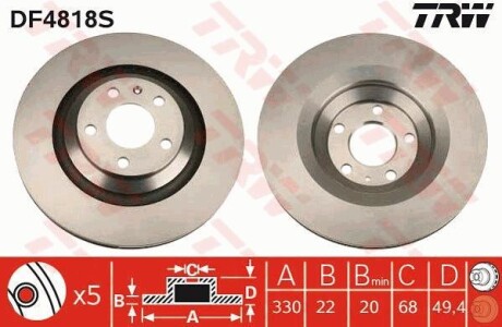 Brake disk TRW DF4818S