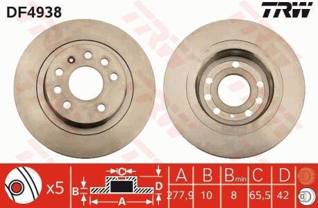 TARCZE HAMULCOWE OPEL ASTRA H 03/2004=> TRW DF4938