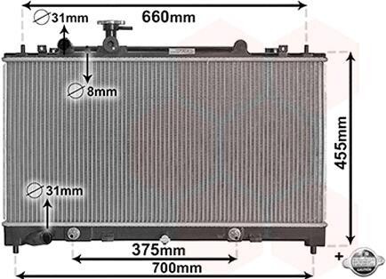 Радіатор охолодження MAZDA 6 (07-) 2.0 i 16V (+) Van Wezel 27002228