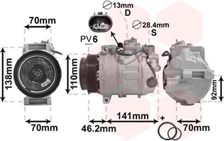 Компресор кондиціонера MERCEDES C-CLASS W203 00- Van Wezel 3000K091