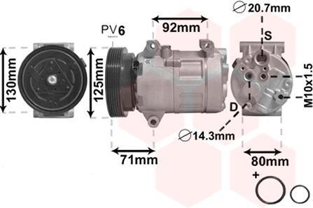 Компресор кондиціонера MEGANE/SCENIC 1.4/1.6 00- Van Wezel 4300K103