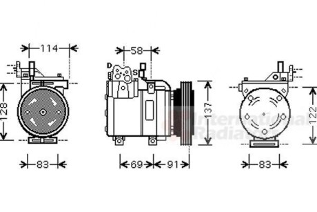 Компресор кондиціонера GETZ 14i/16i MT/AT 05-09 Van Wezel 8200K199