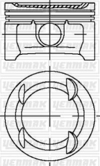 Поршень с кольцами і пальцем CHEVRALET Aveo 1.4 (размер отв. 73.4 / STD) (A14XER) YENMAK 31-03913-000
