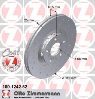 Диск гальмівний передній ZIMMERMANN 100.1242.52