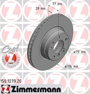 Диск тормозной ZIMMERMANN 150.1279.20