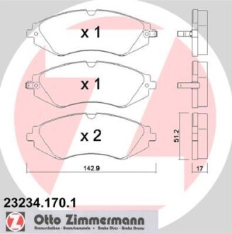 Комплект гальмівних колодок ZIMMERMANN 23234.170.1