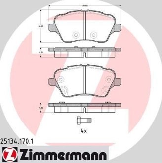 Комплект гальмівних колодок ZIMMERMANN 25134.170.1