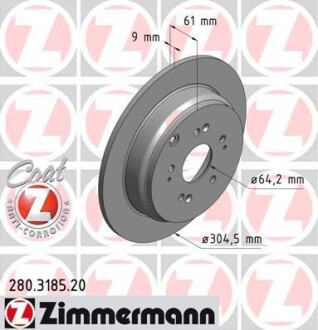 Диск тормозной ZIMMERMANN 280.3185.20