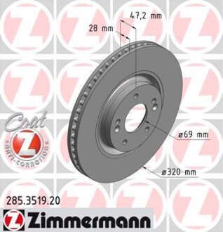 Диск гальмівний ZIMMERMANN 285.3519.20