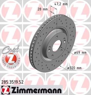 Диск гальмівний ZIMMERMANN 285.3519.52