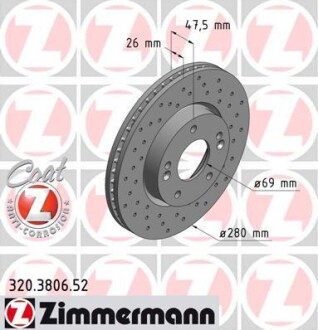 Диск тормозной ZIMMERMANN 320.3806.52 (фото 1)