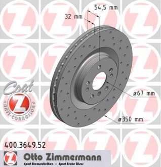 Диск гальмівний ZIMMERMANN 400.3649.52